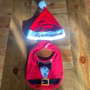 My First Christmas Santa Hat and Bib